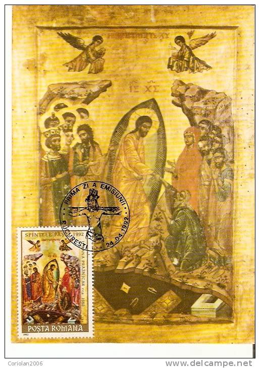 Romania/ Maxi Card / Descent To Hell - Icon - Cotroceni Church / First Day Of Issue - Easter