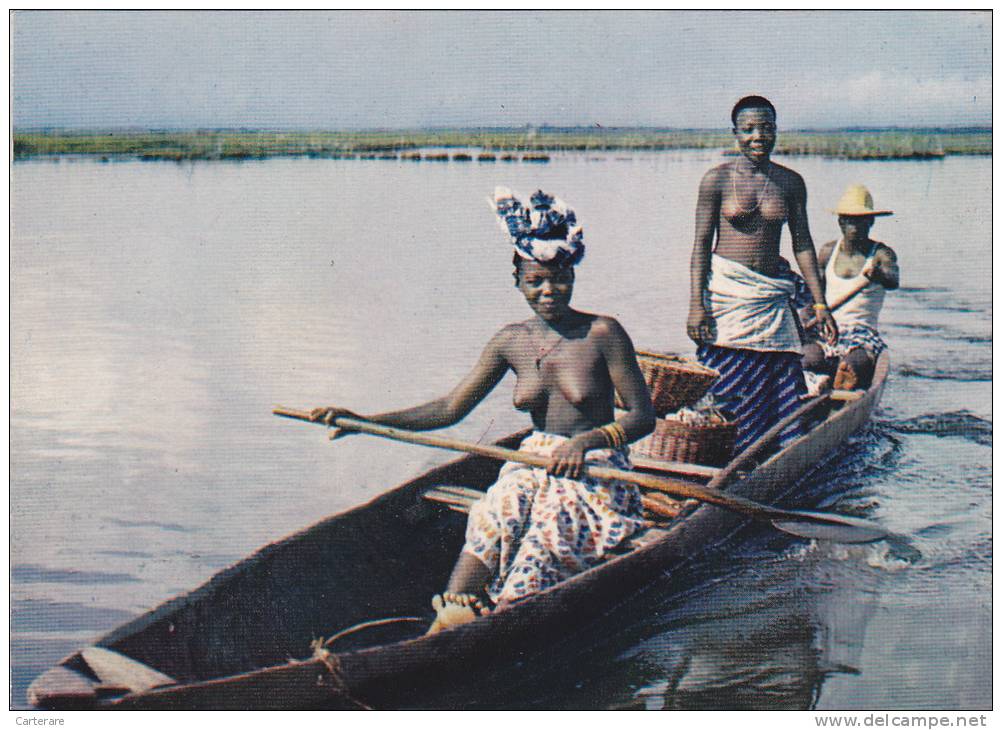 Afrique,ouest,francophone,cote D'ivoire,1964,abidjan,golfe De Guinée,lagune,ebrié,région Des Lagunes,femme Pecheur,nue - Côte-d'Ivoire