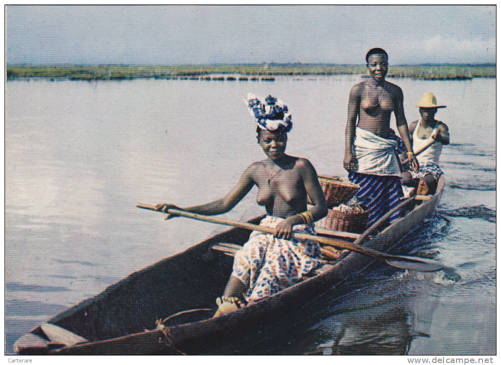 Afrique,ouest,francophone,cote D'ivoire,1964,abidjan,golfe De Guinée,lagune,ebrié,région Des Lagunes,femme Pecheur,nue - Costa D'Avorio