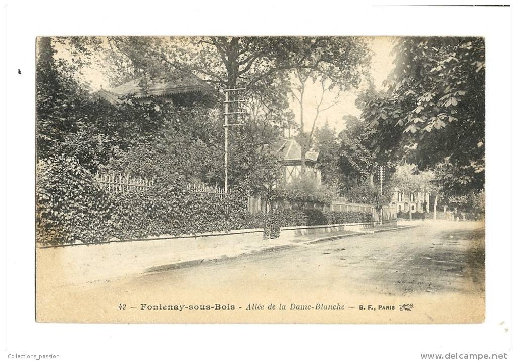 Cp, 94, Fontenay-sous-Bois, Allée De La Dame Blanche, Voyagée 1923 - Fontenay Sous Bois