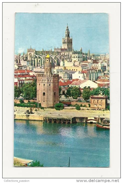 Cp, Espagne, Sevilla, Le Guadalquivir, La Tour De L'Or Et La Giralda Depuis Triana - Sevilla