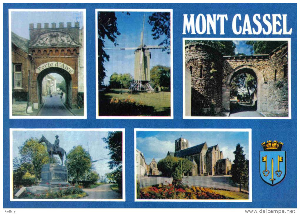 Carte Postale 59. Mont-Cassel  Porte D'Aire Le Moulin  Porte Du Chateau  Foch L'église Trés Beau Plan - Cassel