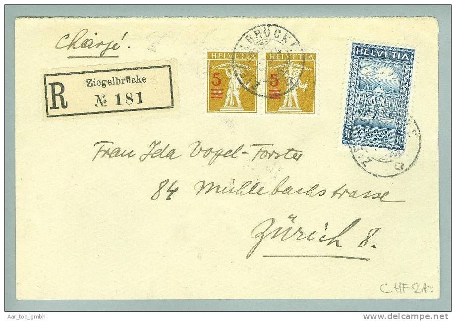 Heimat GL ZIEGELBRèCKE 1924-11-19 R-Brief Zu#147x2, 168 - Lettres & Documents