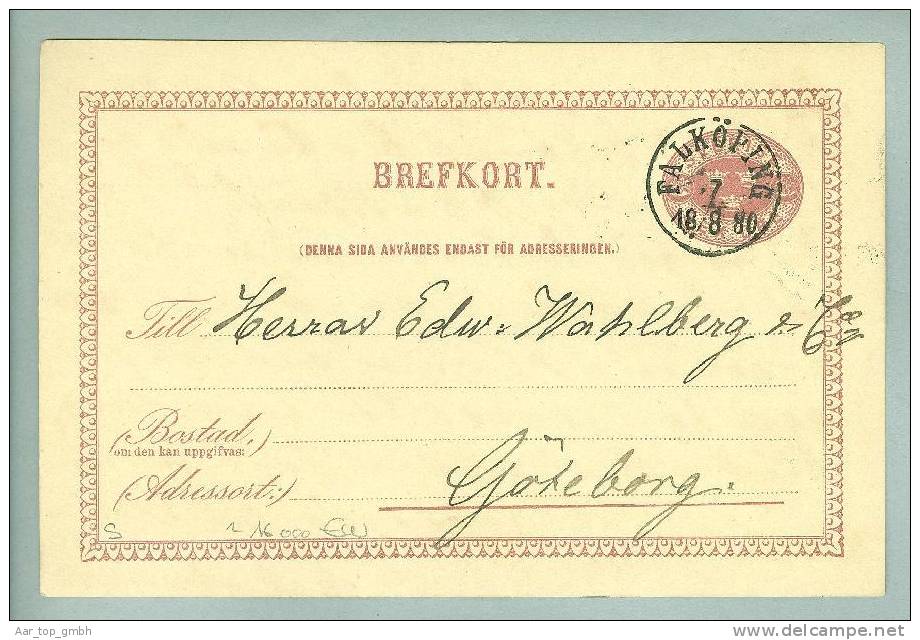 Heimat Schweden FALKÖPING 1880-08-07 Auf Ganzsache Nach Göteborg - Postwaardestukken