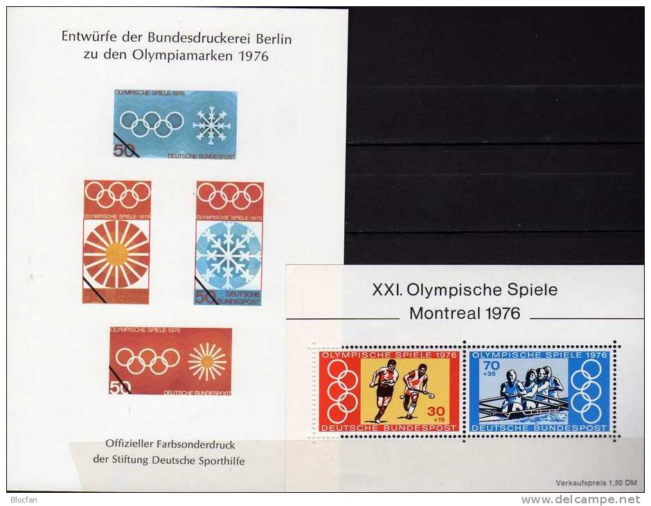 Sporthilfe Jahres-Blocks 1976 BRD Sph Block 2 Plus Bl.12 ** 12€ Feldhockey Wassersport Montreal Olympic Sheet Of Germany - Hiver 1976: Innsbruck
