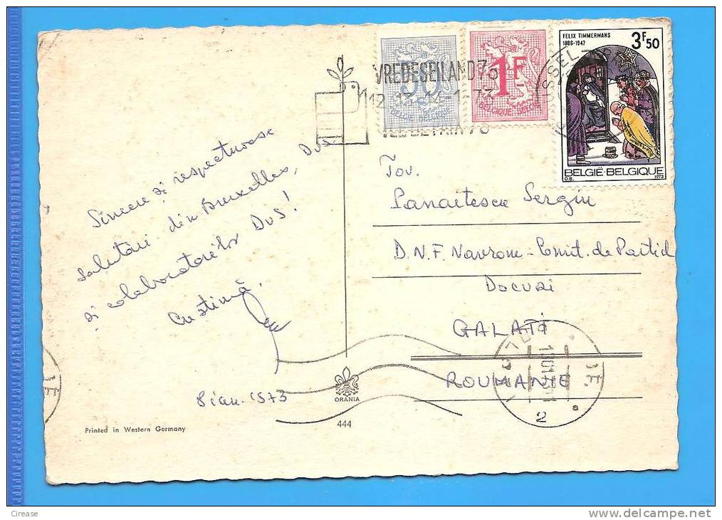 Belgium Brussels By Night CP + Stamp Religion Postcard  Used  08.01.1973 2 Scan - Bruselas La Noche