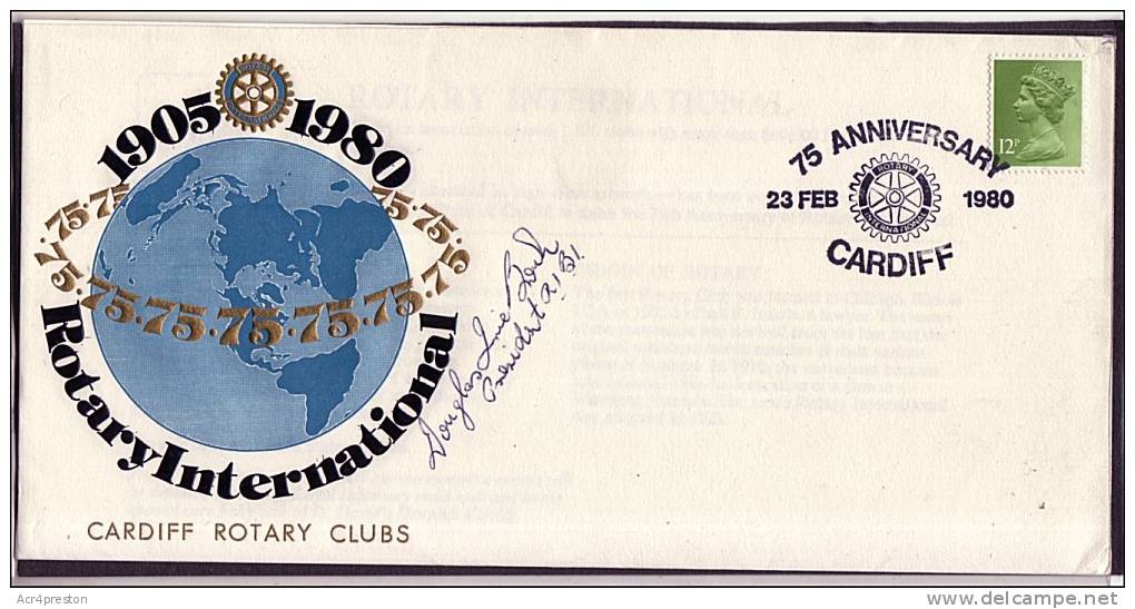 Cov064 GB 1980 Rotary Intl 75th Anniv. Cardiff Club, Signed By President Of Club - Unclassified