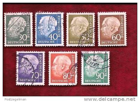 GERMANY 1957 Cancelled Stamp(s) Heuss 259-265 (7 Values) - Used Stamps