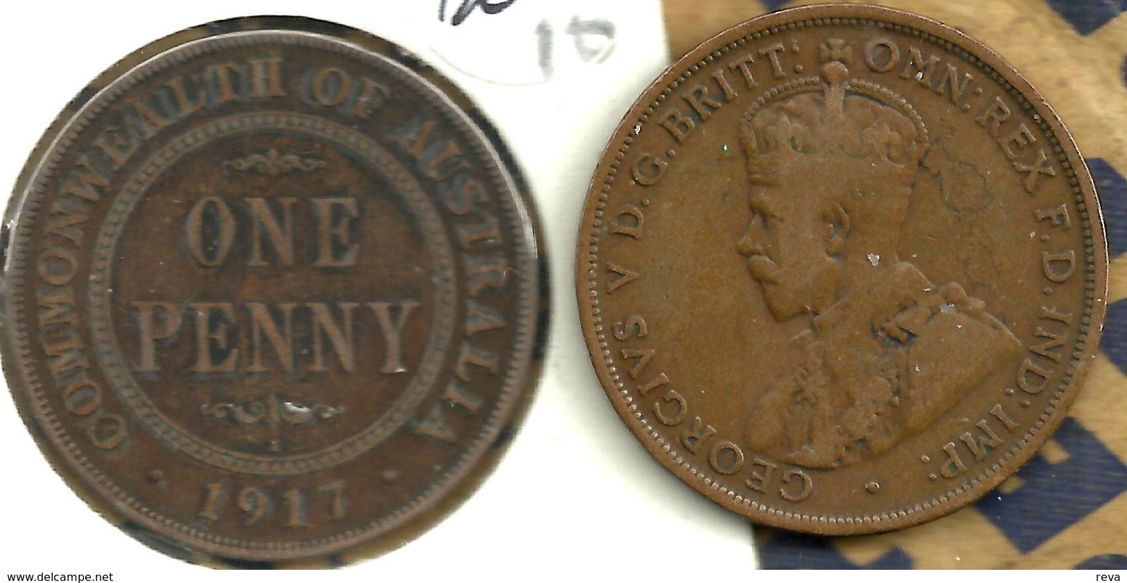 AUSTRALIA 1 PENNY NAME FRONT KGV HEAD 1917 "I" BOMBAY MINT CV.$6AUS READ DESCRIPTION CAREFULLY !!! - Penny