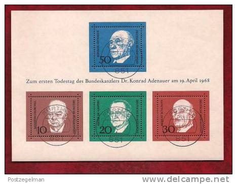 GERMANY 1968 Cancelled Stamp(s)  Konrad Adenauer Block 574 - Other & Unclassified