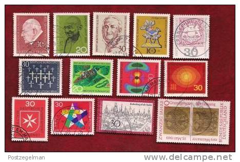 GERMANY 1969  Cancelled Stamp(s)  Mainly Single Comm. 576=607 (13 Stamps) - Used Stamps