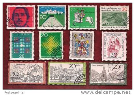 GERMANY 1970  Cancelled Stamp(s)  Mainly Single Comm. 612=653 (11 Stamps) - Used Stamps