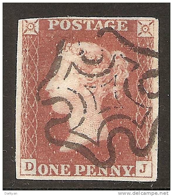 Grande-Bretagne (GB) Victoria 1841 - Penny Rouge Planche 5 DJ (black Plates) - Used Stamps
