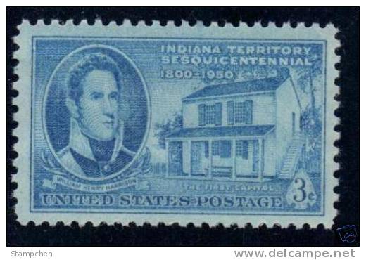 1950 USA Indiana Territory 150th Ann. Stamp Sc#996 Building House Famous - Ongebruikt