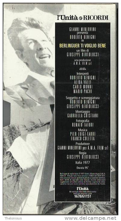 # VHS - Berlinguer Ti Voglio Bene - R. Benigni, Regia Giuseppe Bertolucci, 1977 - Dramma
