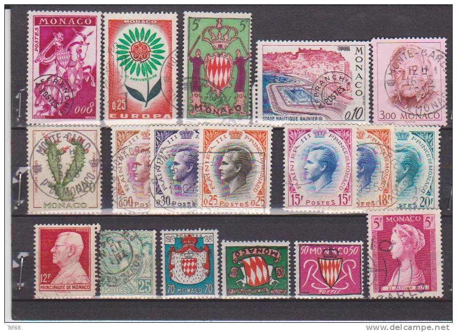 Monaco Lot De 18 Timbres - Verzamelingen & Reeksen