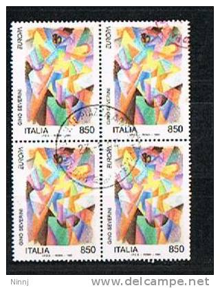 Italia 1993 £. 850 Quartina Europa Usato Sicuro - Blocks & Sheetlets