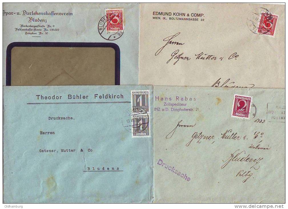 065c: Ziffernserie 4 Belege Bedarfspost - Storia Postale