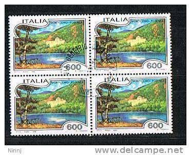 Italia 1994 £. 600 Quartina Turismo Monticchio Potenza Usato Sicuro - Blocks & Sheetlets