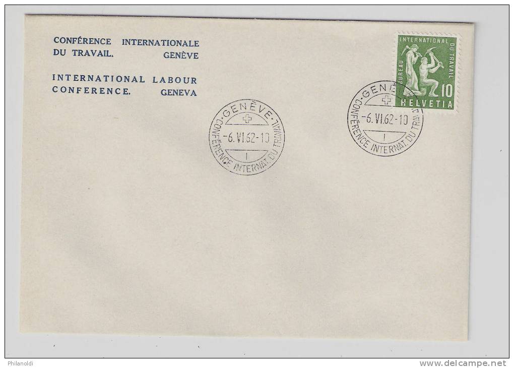 Suisse, Switzerland, 1962, ILO BIT Labour Conference Internationale Travail, Lettre Officielle, Official Cover; Unmailed - Service