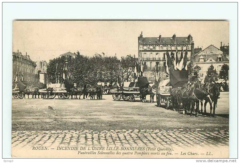 Br - 76 - ROUEN - PETIT QUEVILLY - POMPIER - SAPEURS POMPIERS - FUNERAILLE - ENTERREMENT - CORBILLARD - Sapeurs-Pompiers