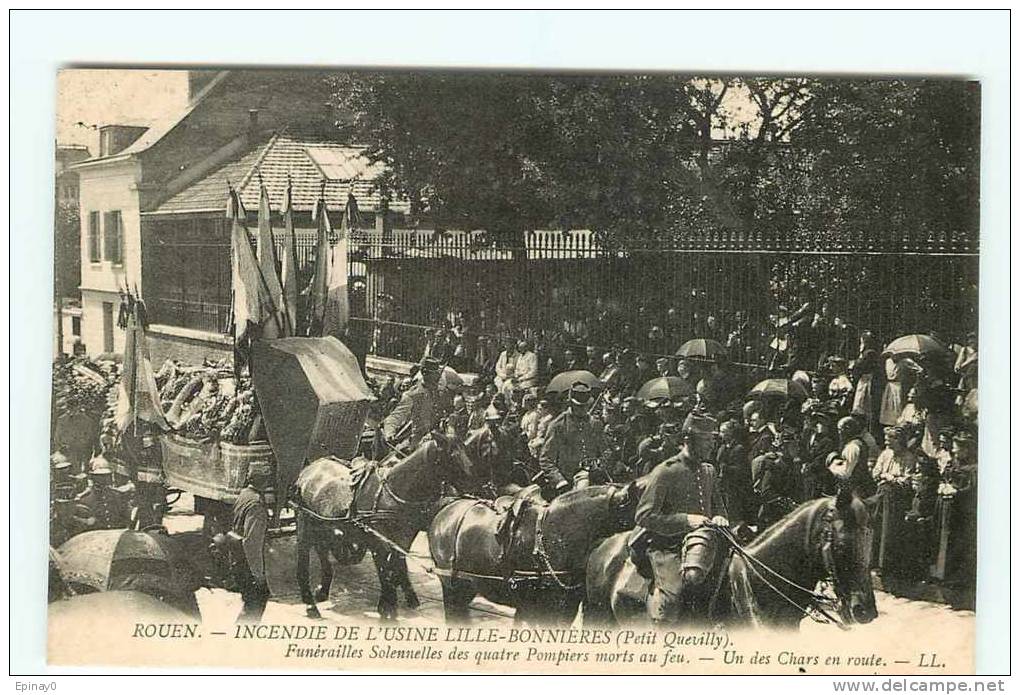 Br - 76 - ROUEN - PETIT QUEVILLY - POMPIER - SAPEURS POMPIERS - FUNERAILLE - ENTERREMENT - CORBILLARD - Sapeurs-Pompiers