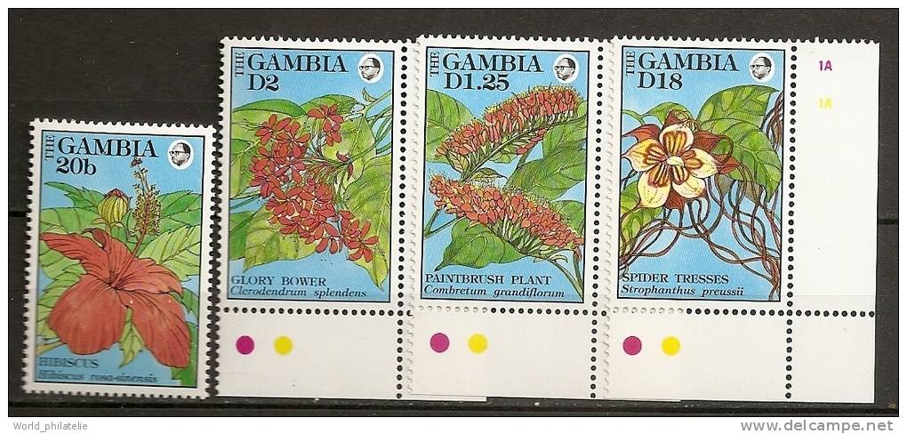 Gambie Gambia 1992 N° 1183 / 6 ** Flore, Fleurs, Hibicus Rosa-sinensis, Combretum, Clerodendrum, Strophanthus Preussii - Gambie (1965-...)