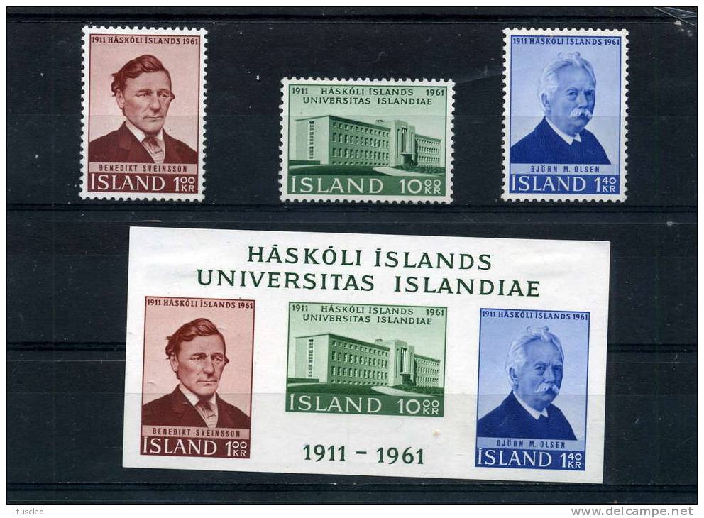 ISLANDE  313/315* + BF3*  Cinquantenaire De L´Université - Unused Stamps