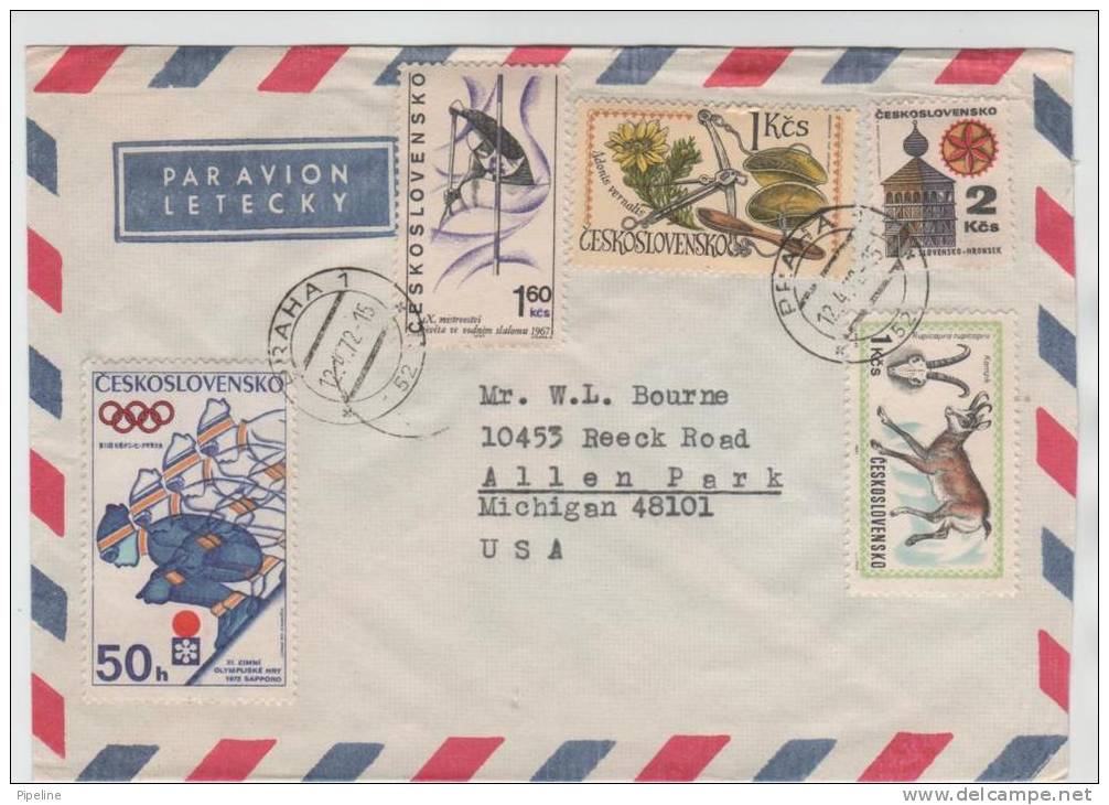 Czechoslovakia Air Mail Cover Sent To USA Praha 12-4-1972 With More Topic Stamps - Poste Aérienne