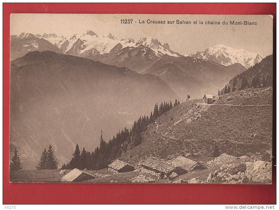 K1223 La Creusaz Sur Salvan Et Mont-Blanc.Non Circulé. Phototypie 11237 - Salvan