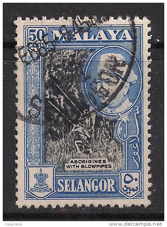 Selangor Malaya 1957 KGV1 50ct Blue & Black Hisamud Din Alam Shah Used SG 124 ( H523 ) - Selangor