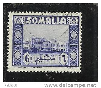 SOMALIA AFIS 1950 AFRICAN SUBJECTS SOGGETTI AFRICANI PALAZZO DEL GOVERNO MOGADISCIO CENT. 6c USATO USED OBLITERE' - Somalia (AFIS)