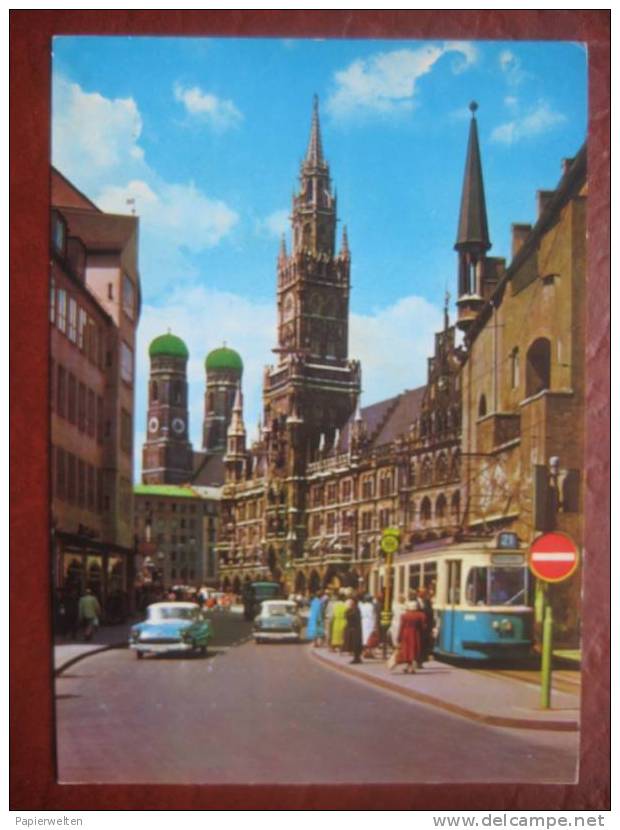 München - Rathaus / Opel Rekord, Strassenbahn, Tram - München