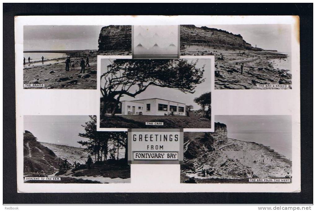 RB 809 - 1954 Real Photo Multiview Postcard - Fontygary Bay &amp; Cafe Near Cardiff Glamorgan Wales - Glamorgan