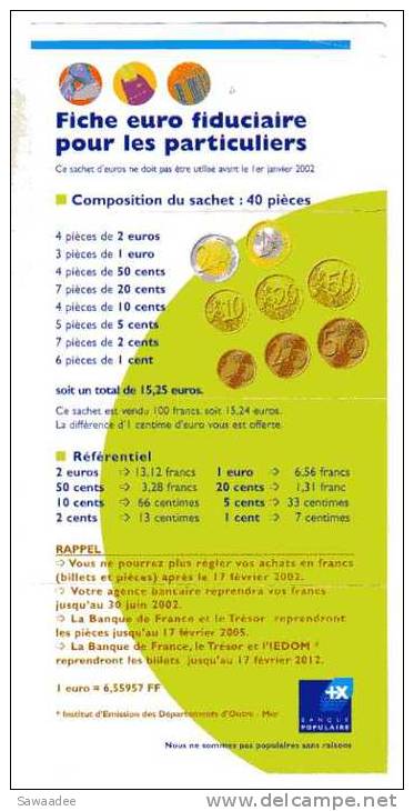 EURO - FRANCE - BANQUE POPULAIRE - FICHE EURO FIDUCIAIRE POUR LES PARTICULIERS - 2002 - Non Classés