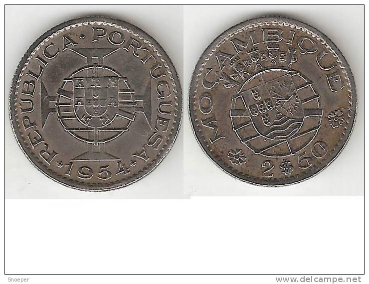Mozambique,2,5 Escudos 1954,km78,xf - Mozambique