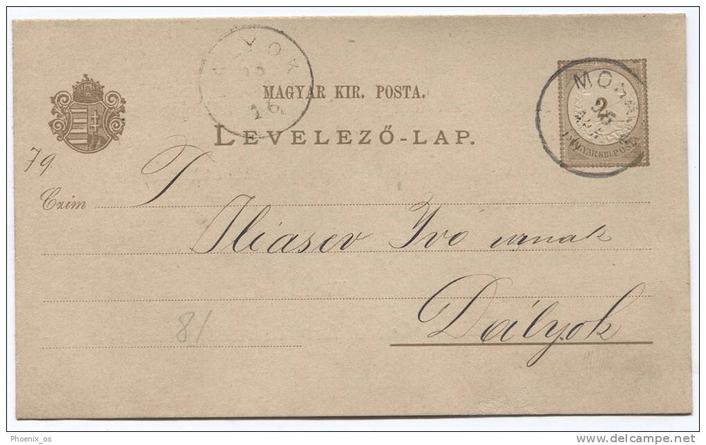 HUNGARY - MOHACS, Postal Card, 1895. - Oblitérés