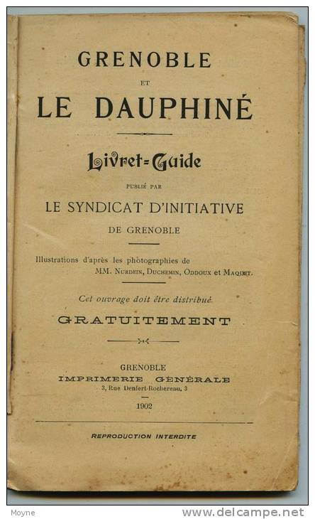 Isére - GRENOBLE Et Le DAUPHINE -  LIVRET GUIDE  DE 1902 - - Rhône-Alpes