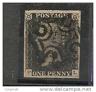 PENNY BLACK - XF 4 MARGINS - LETTERING PL - LEEDS MALTESE CROSS - Usados