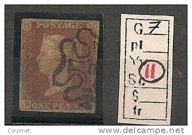 PENNY RED - SG # 7 - Obliterated By Maltese Cross With Number 11 In Centre - Usados