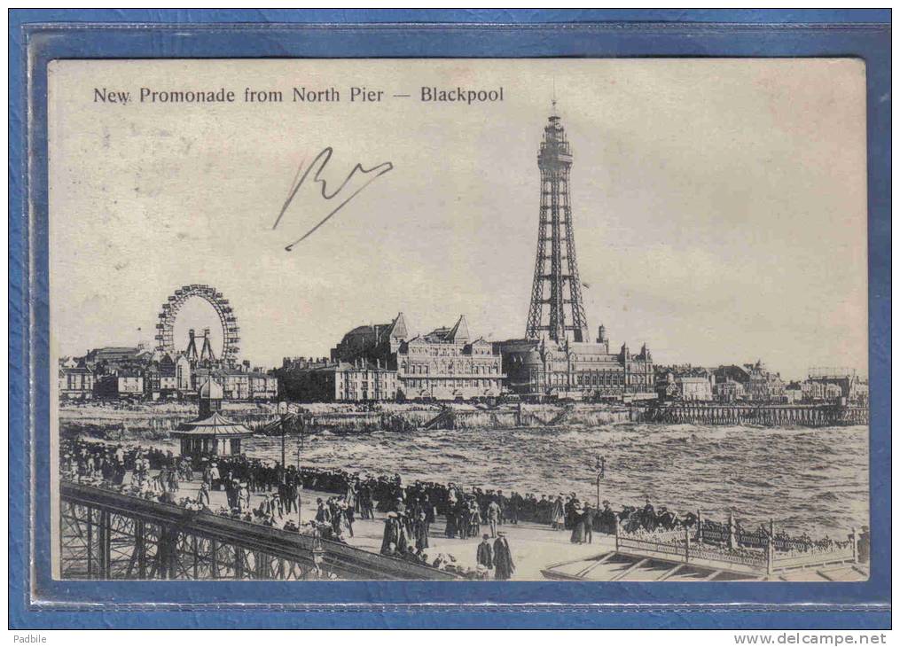 Carte Postale Angleterre Blackpool  New Promonade From North Pier  Grande Roue Trés Beau Plan - Blackpool