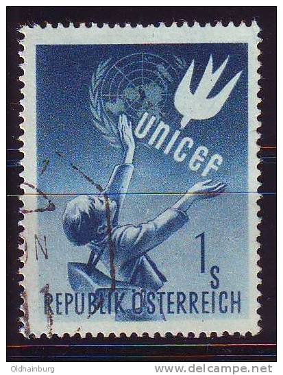 Österreich 1949, ANK 945, Unicef/ Schulkind Mit Friedenstaube, Gestempelt - Tauben & Flughühner