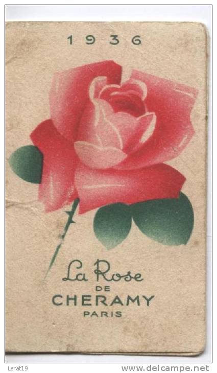 CARTE PARFUMEE..CHERAMY..LA ROSE ....CALENDRIER..1936.....‹(•¿•)› - Oud (tot 1960)
