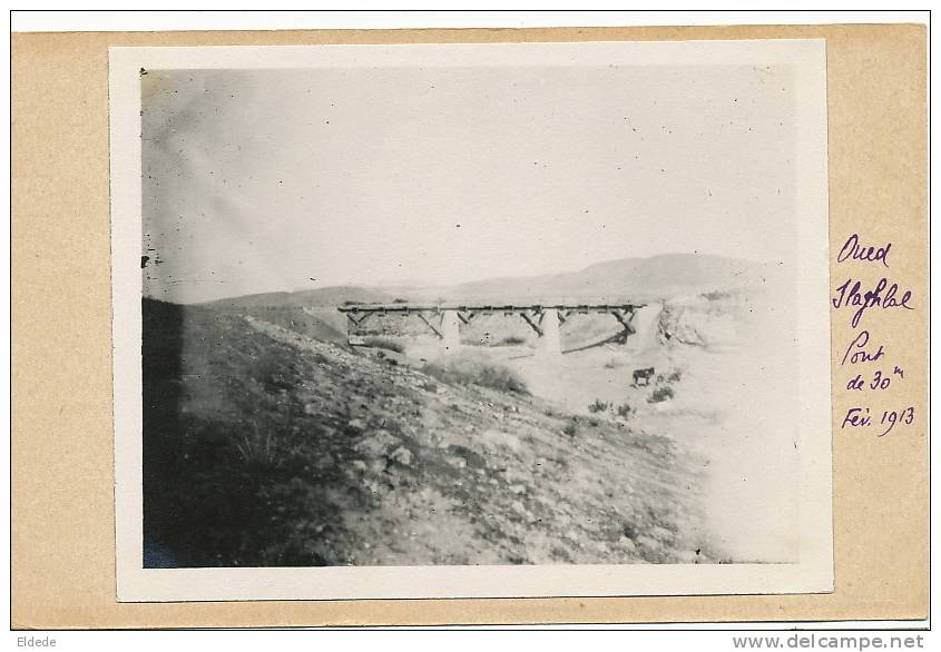 Construction Chemin De Fer Photo Originale   Oued Ilaghlal Pont De 30 Metres  Fev 1313 - Autres & Non Classés