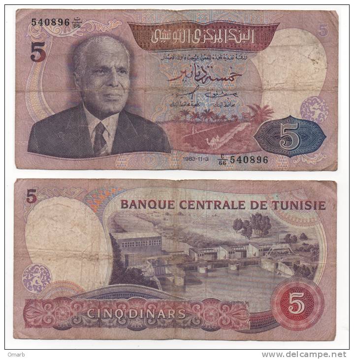 Ban010 Tunisia, Banconota | Banknote | Billet | 5 Dinars - Croazia