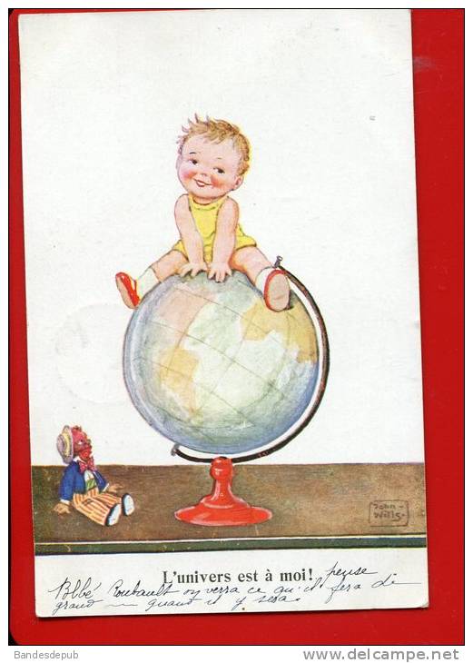 Jolie Carte Enfant Illustrateur Wills Globe Terrestre Poupée - Wills, John