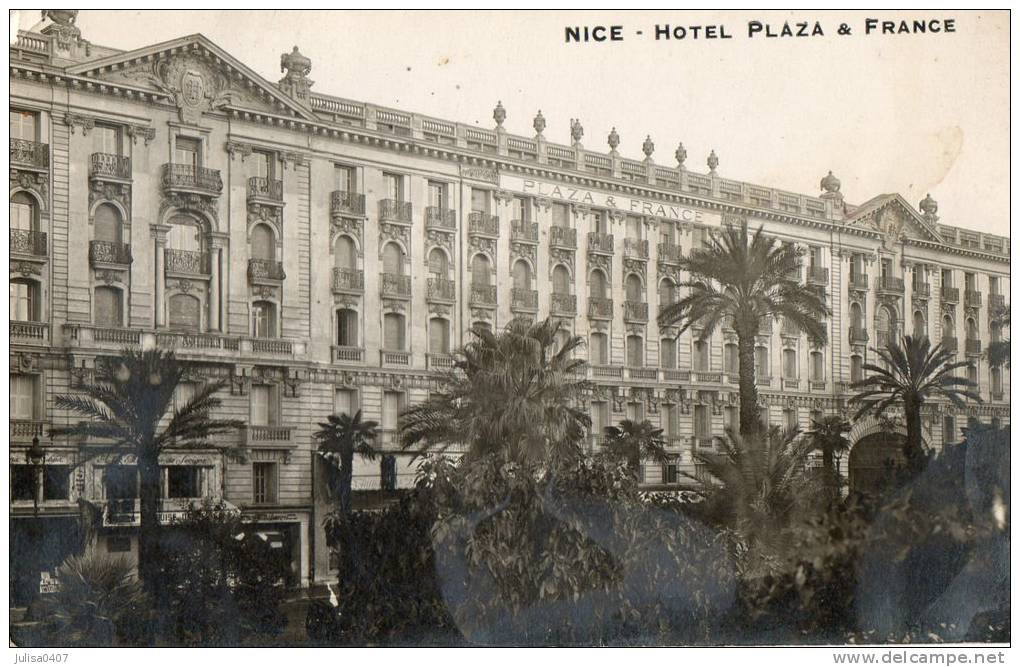NICE (06) Carte Photo Façade Hotel Plaza Et France - Cafés, Hôtels, Restaurants