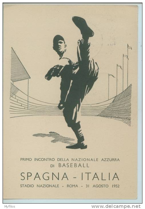 ITALIA-SPAGNA 1° INCONTRO DELLA NAZIONALE AZZURRA DI BASEBALL 31/08/1952 - Altri & Non Classificati