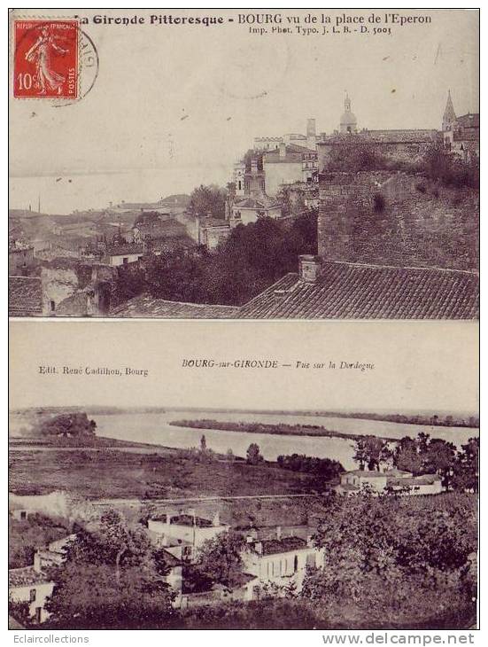 33.....Bourg Sur Gironde....Vue Sur La Dordogne 2 Cartes - Andere & Zonder Classificatie