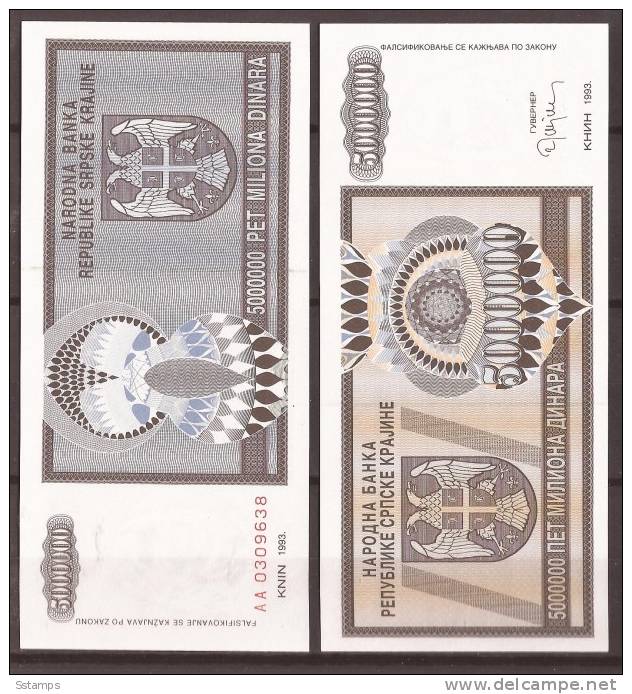 602  CROAZIA 1993 REPUBLIKA SRPSKA KRAJINA BANCONOTA  KNIN LUX-UNC - Kroatien